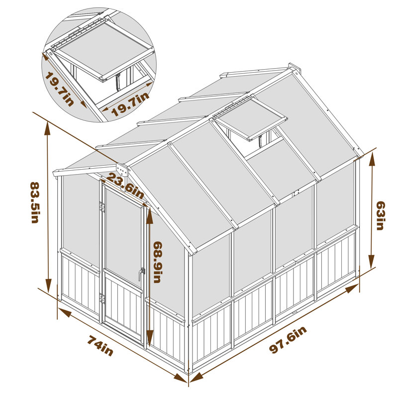 Veikous Wooden Polycarbonate Greenhouse & Reviews | Wayfair